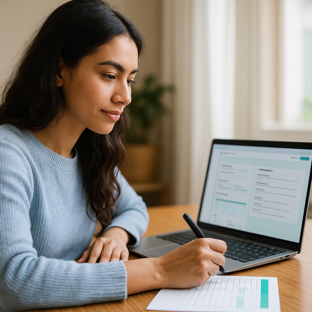 Person logging wins in the ViaSkill Project Tracker on a laptop