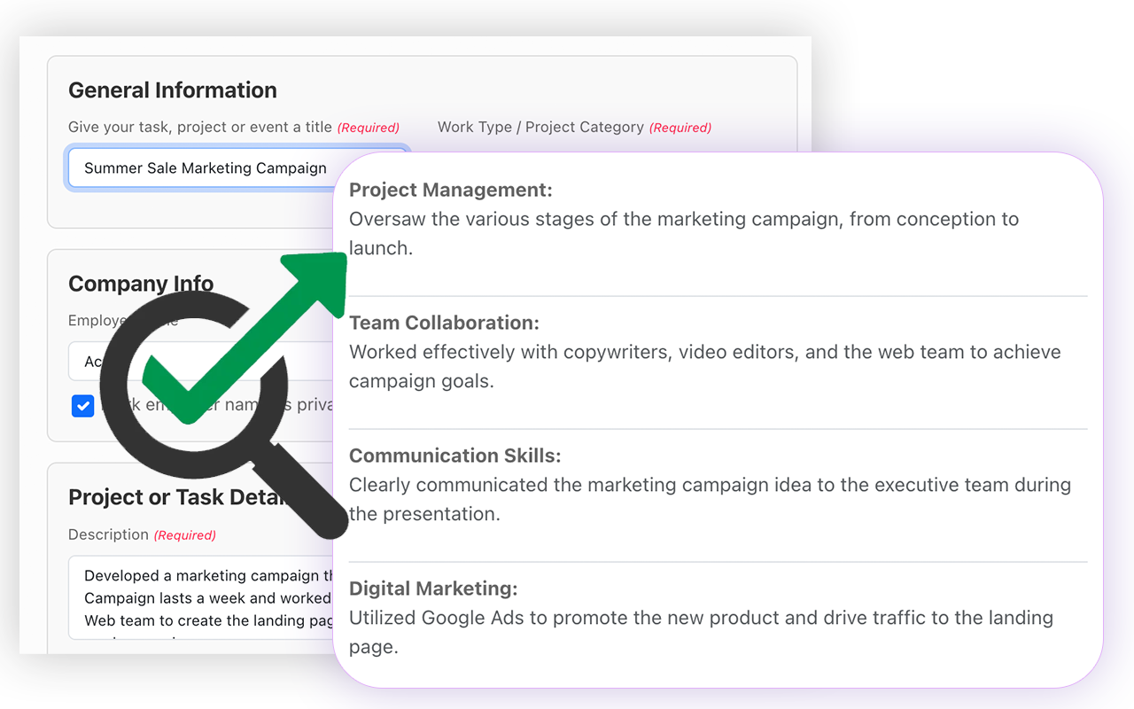 AI extracts skills from your descriptions