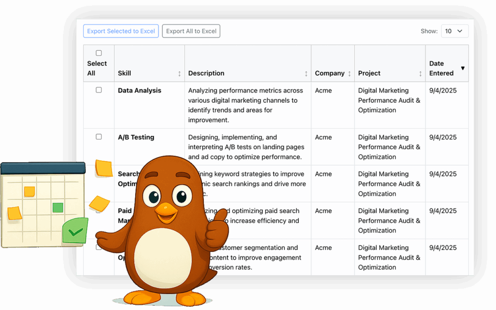 Skill audit export preview