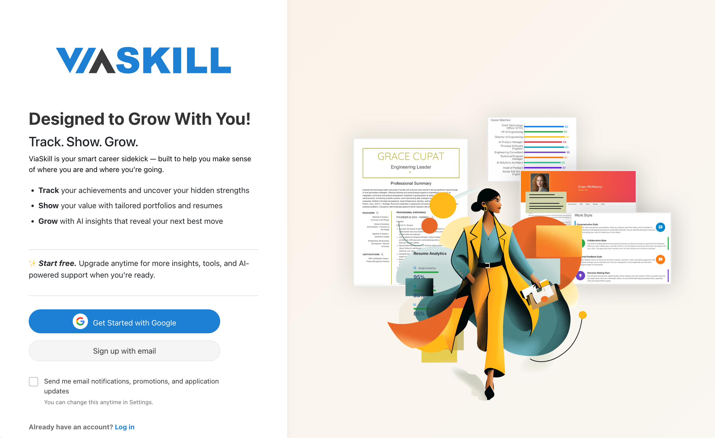 Create your FREE ViaSkill account with Google or email